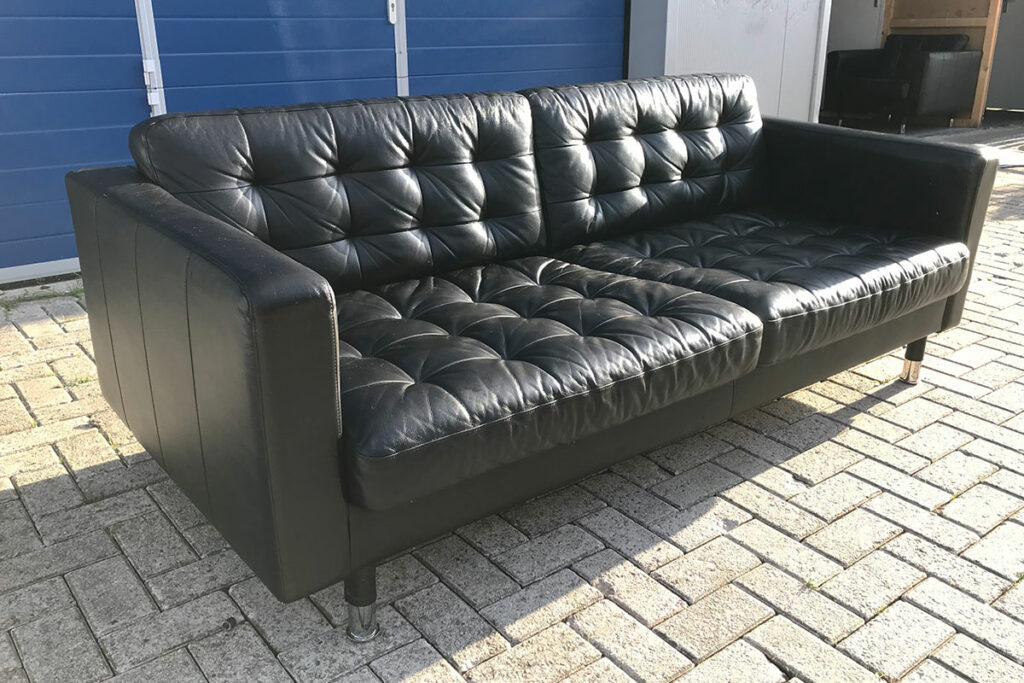 landskrona 3-zits leren bank zwart