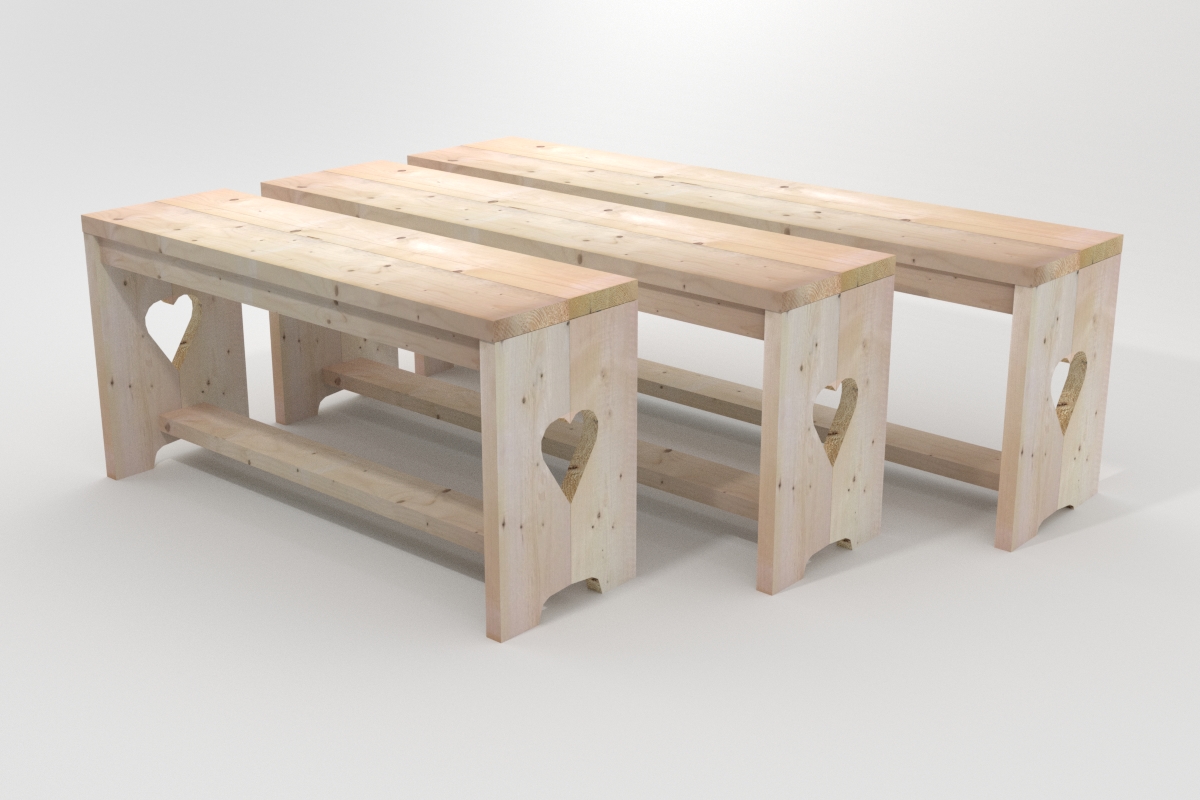 steigerhouten tuinbank met hart 