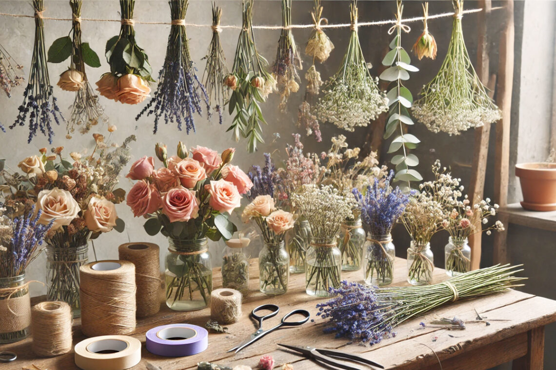 Hoe laat je een bloemstuk drogen