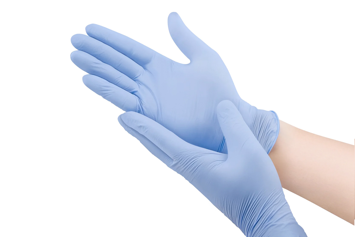 blauwe nitril wegwerp handschoenen
