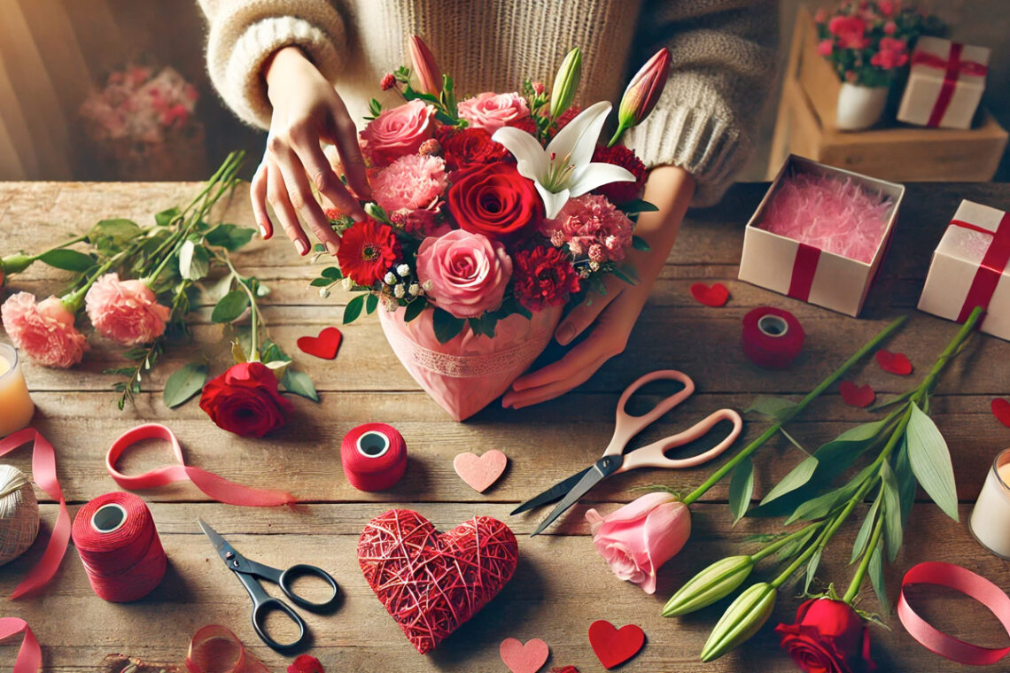 Bloemstuk maken voor Valentijn