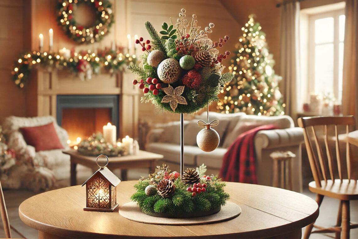 DIY kerststuk maken op metalen frame