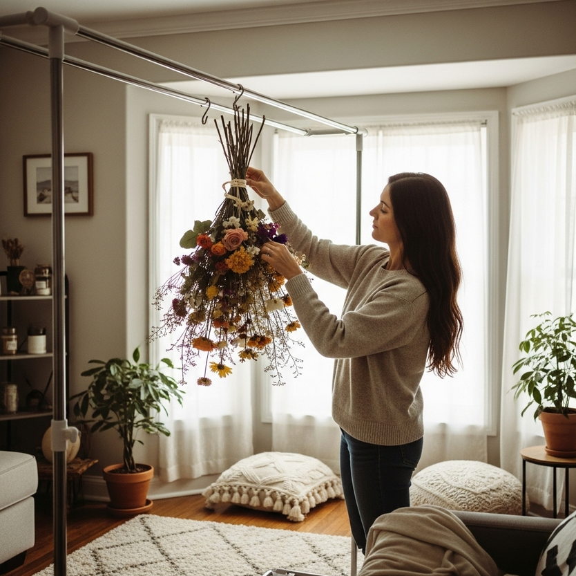 hoe laat je een bloemstuk drogen