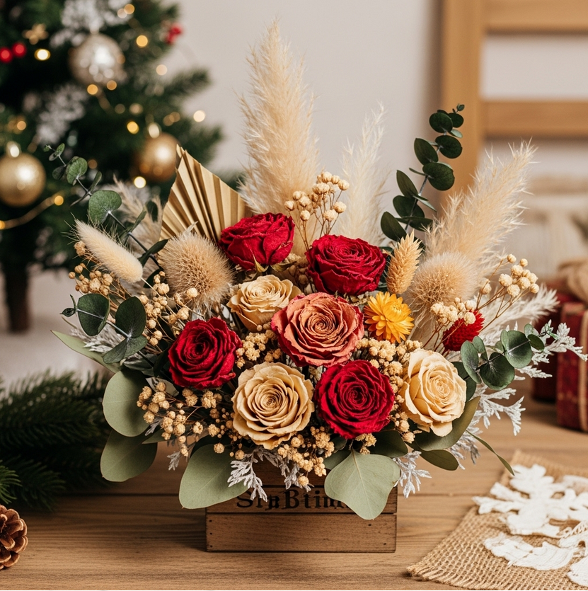 kerststuk gedroogde bloemen