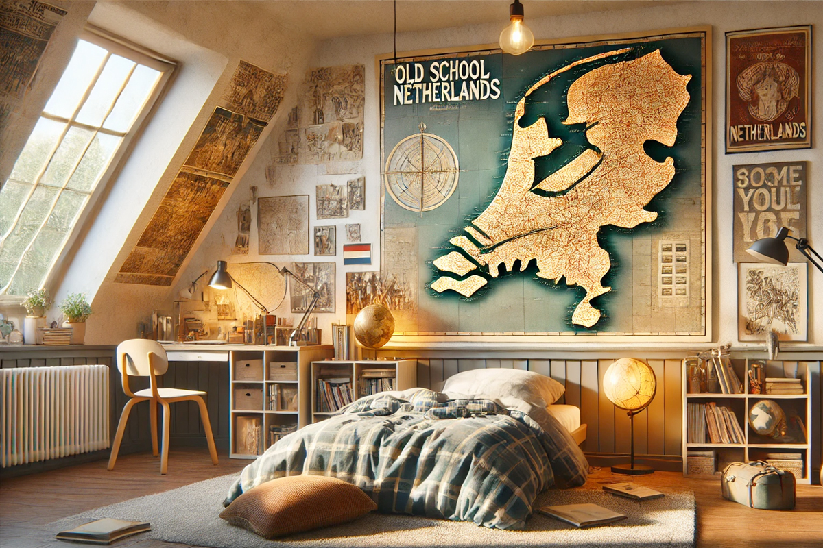 Oude Schoolkaart van Nederland: Een Stukje Nostalgie met een Tijdloze Charme