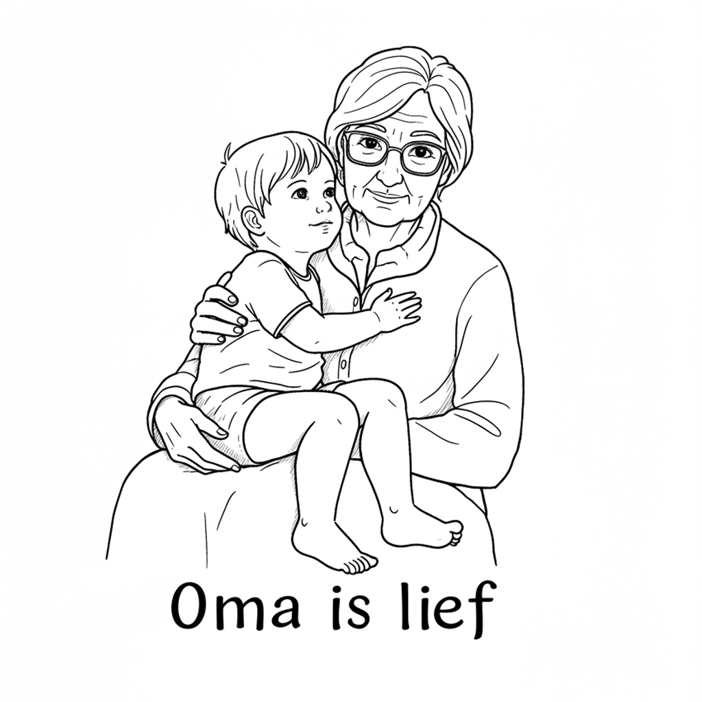 Kleurplaat oma is lief
