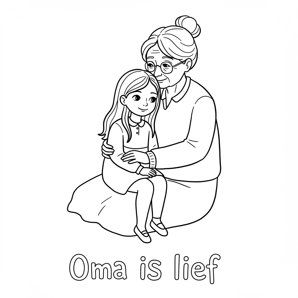 Kleurplaat oma is lief