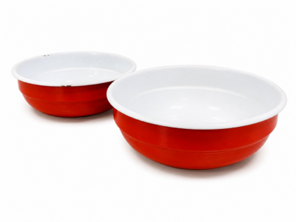 Emaille schalenset Rood Wit