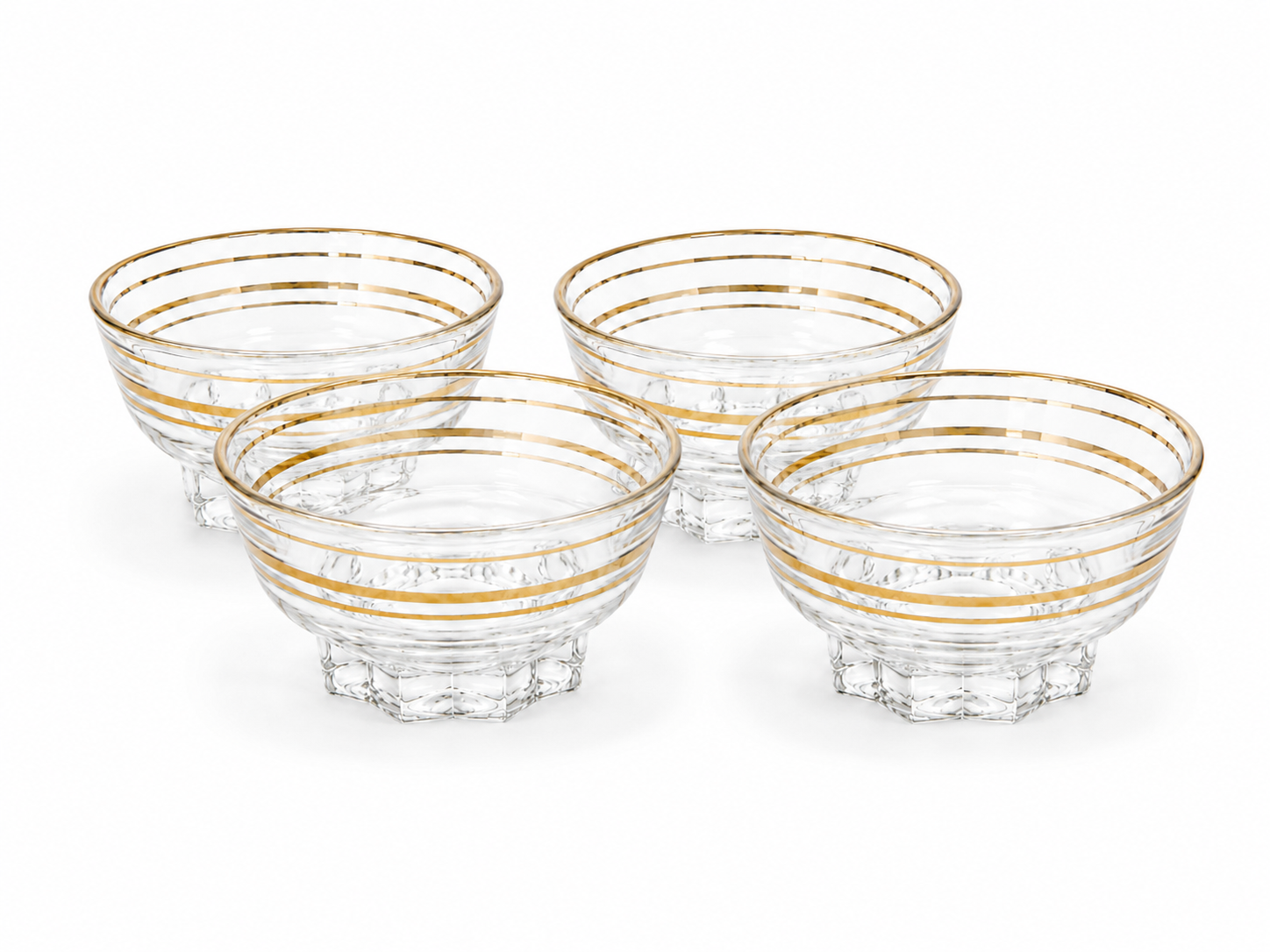 Vintage glazen dessertschaaltje met gouden randjes