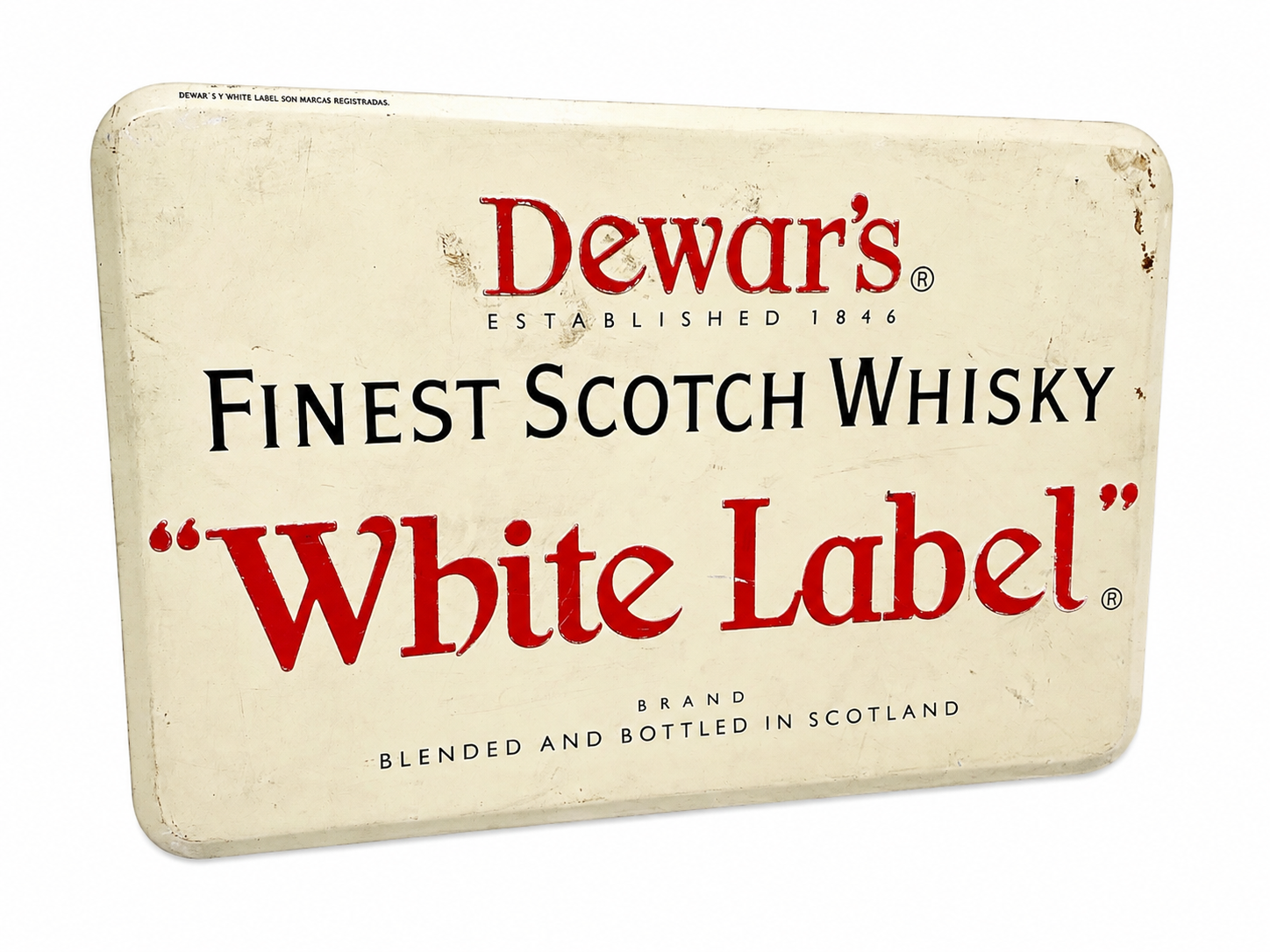Vintage Dewar's White Label reclamebord – Finest Scotch Whisky – 49,5×33 cm - Afbeelding 2