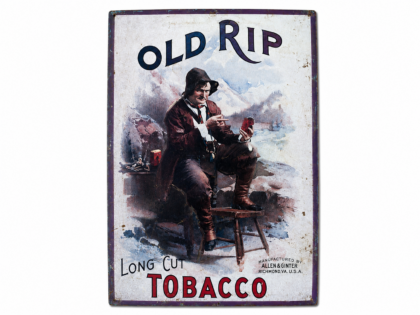 Vintage Old Rip Long Cut Tobacco reclamebord – 39×59 cm