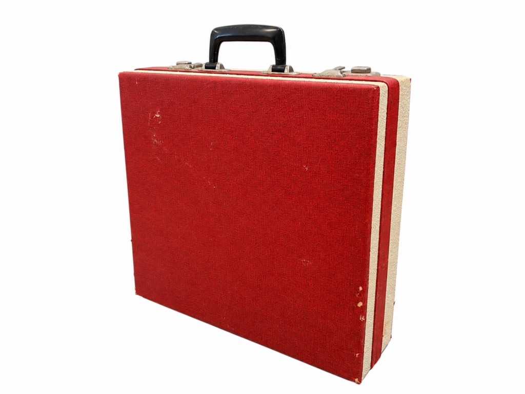 Retro platenkoffer met harmonica inlay