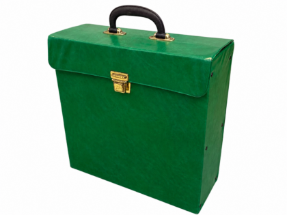 Vintage groene platenkoffer