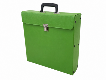 Vintage groene platenkoffers